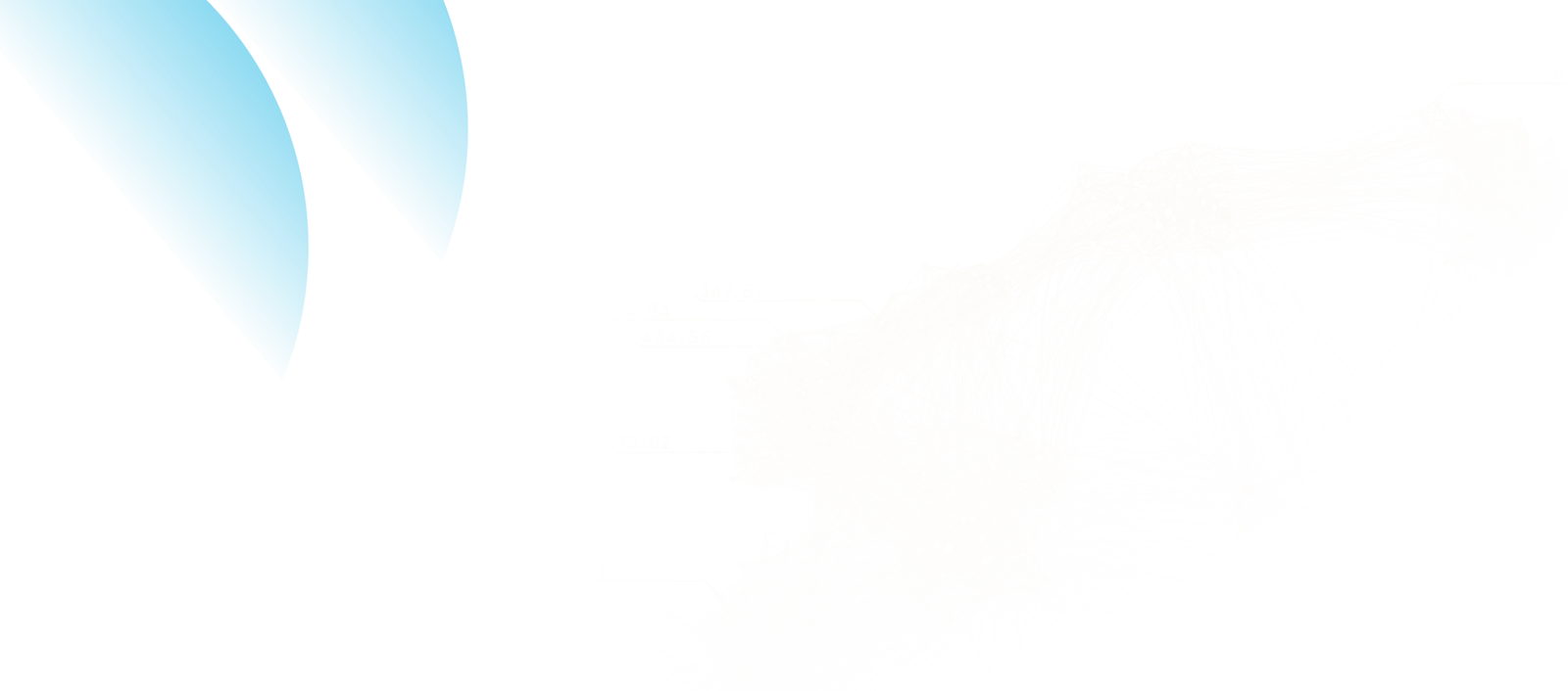 blue half semi circles translucent with big data figure