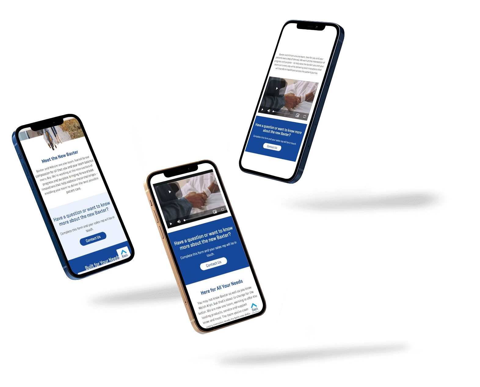 Baxter mobile app three views
