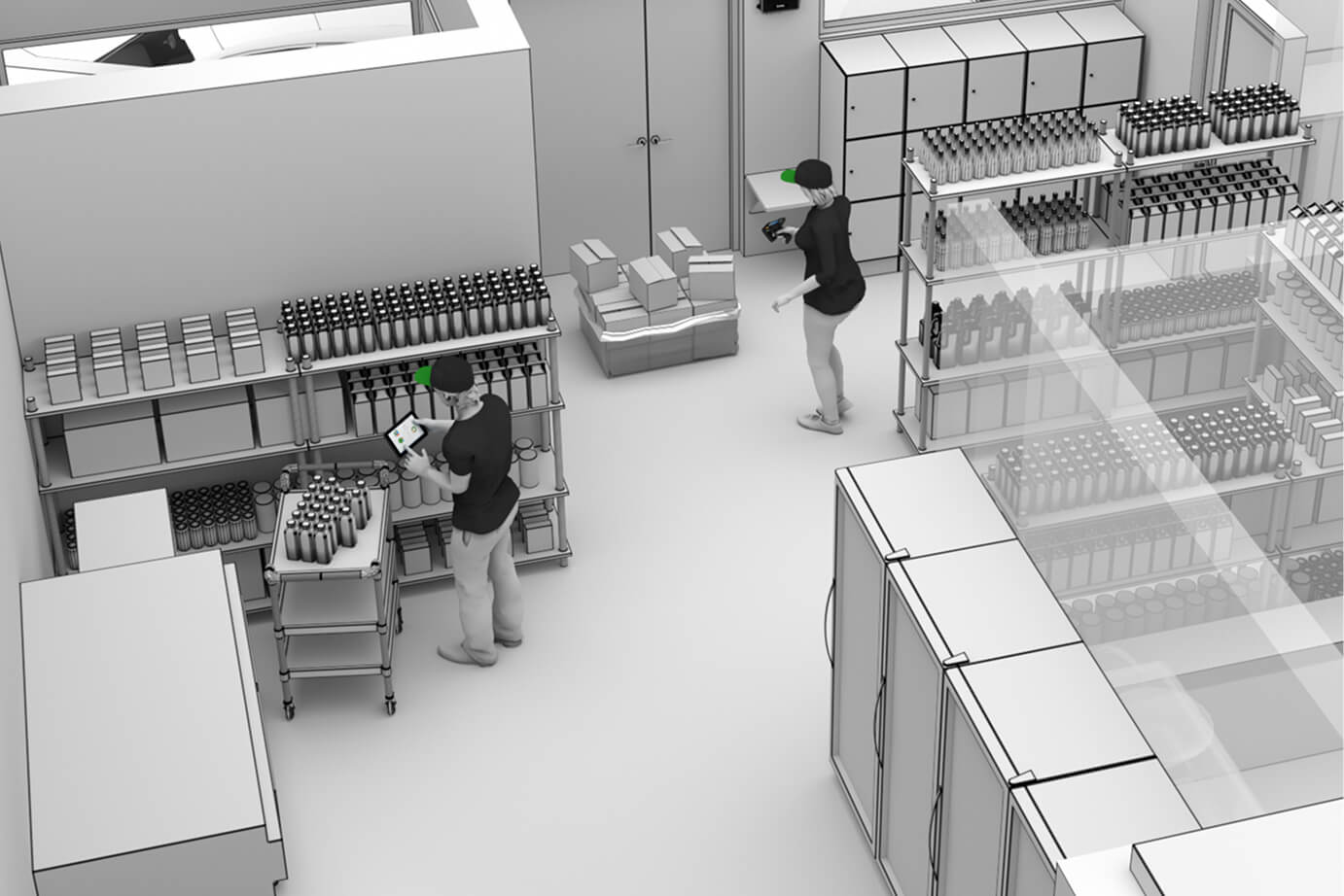 Starbucks warehouse white 3d render