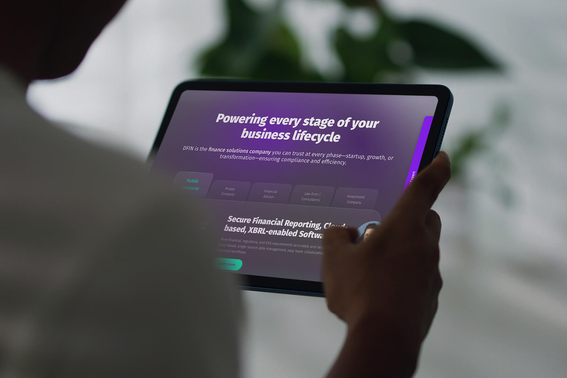 DFIN website tablet view