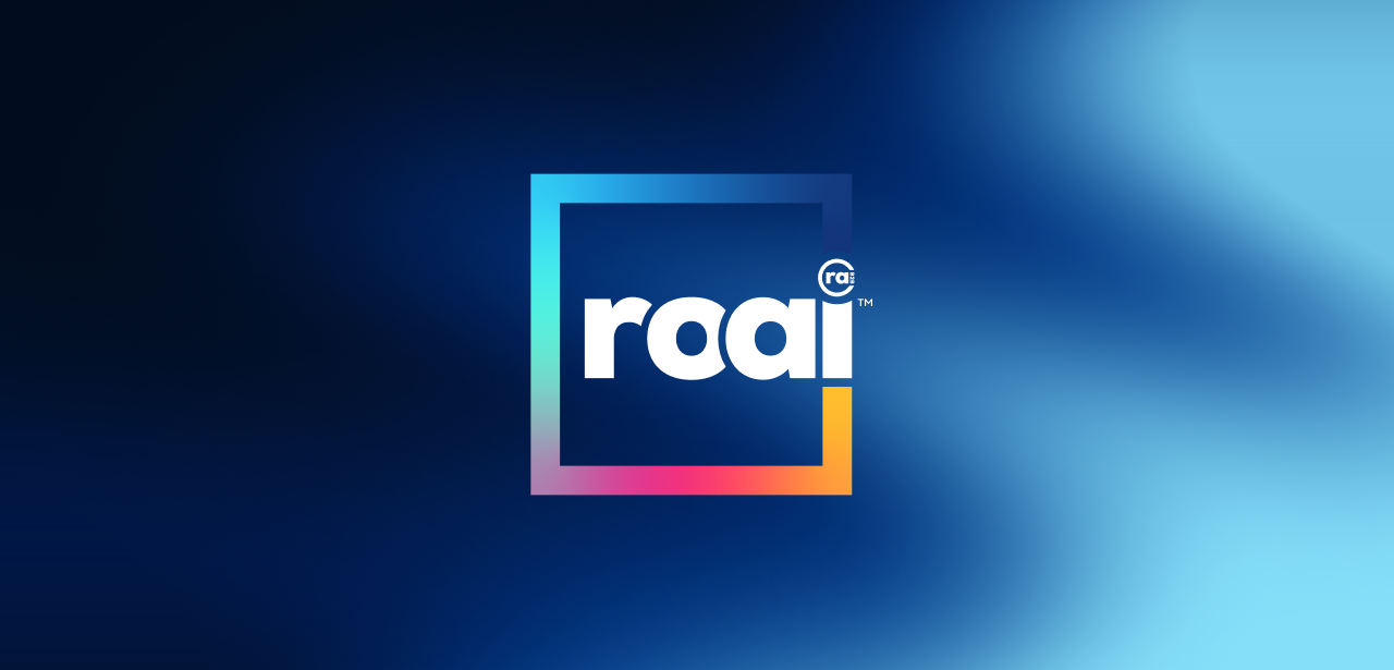ROAI™ logo — the RAB2B Operational AI wordmark inside a gradient-outlined square on a deep blue background