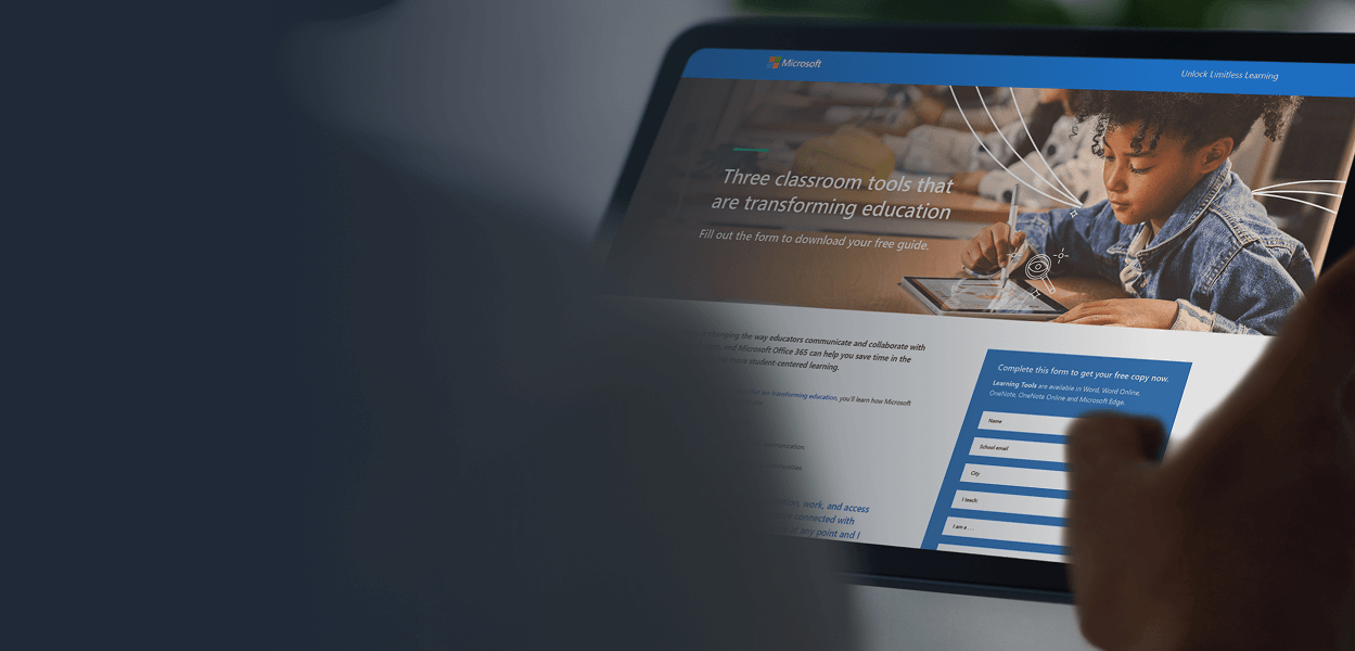 Microsoft education platform tablet view